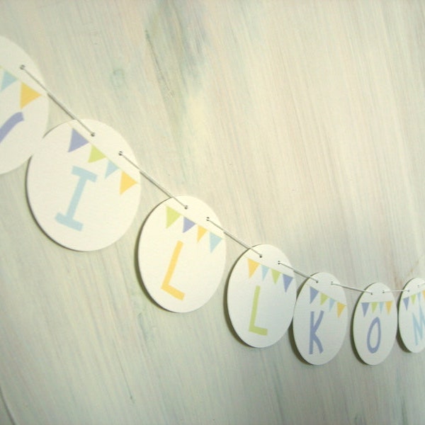 Girlande Baby WILLKOMMEN + Name - Namensgirlande - Geschenk Geburt - Papiergirlande