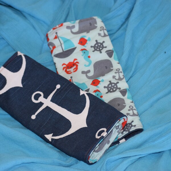 Two Reversible Nautical Anchor Suck pads for Tula, Ergo, Beco and Lillebaby