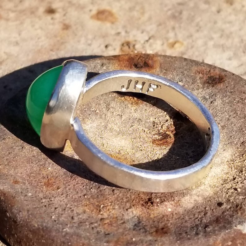 size 8.25 Marlborough Chrysoprase JHF Handmade Sterling Silver Ring