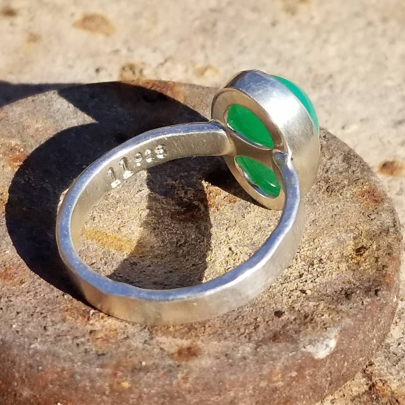 size 8.25 Marlborough Chrysoprase JHF Handmade Sterling Silver Ring
