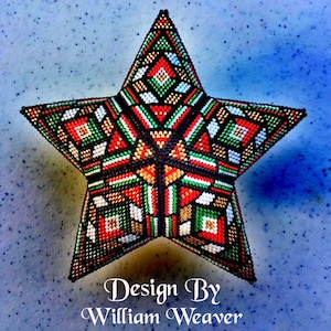 Stain Glass Inspired, 3D Peyote Star, Warped Square, Peyote Stitch, Peyote Star Pattern, Beading Pattern