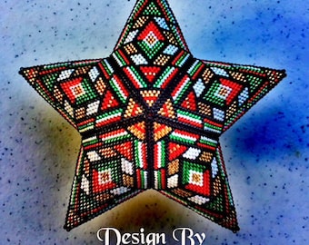 Stain Glass Inspired, 3D Peyote Star, Warped Square, Peyote Stitch, Peyote Star Pattern, Beading Pattern