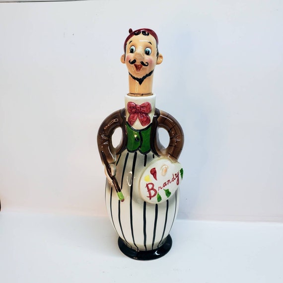 Ceramic French Artist Brandy Decanter Bottle G395 Etsy