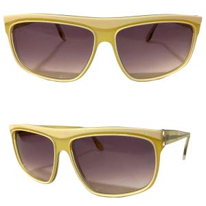 1980’s Oversized Angular Sunglasses in a Yellow & White Colorblock,  Deadstock Optical