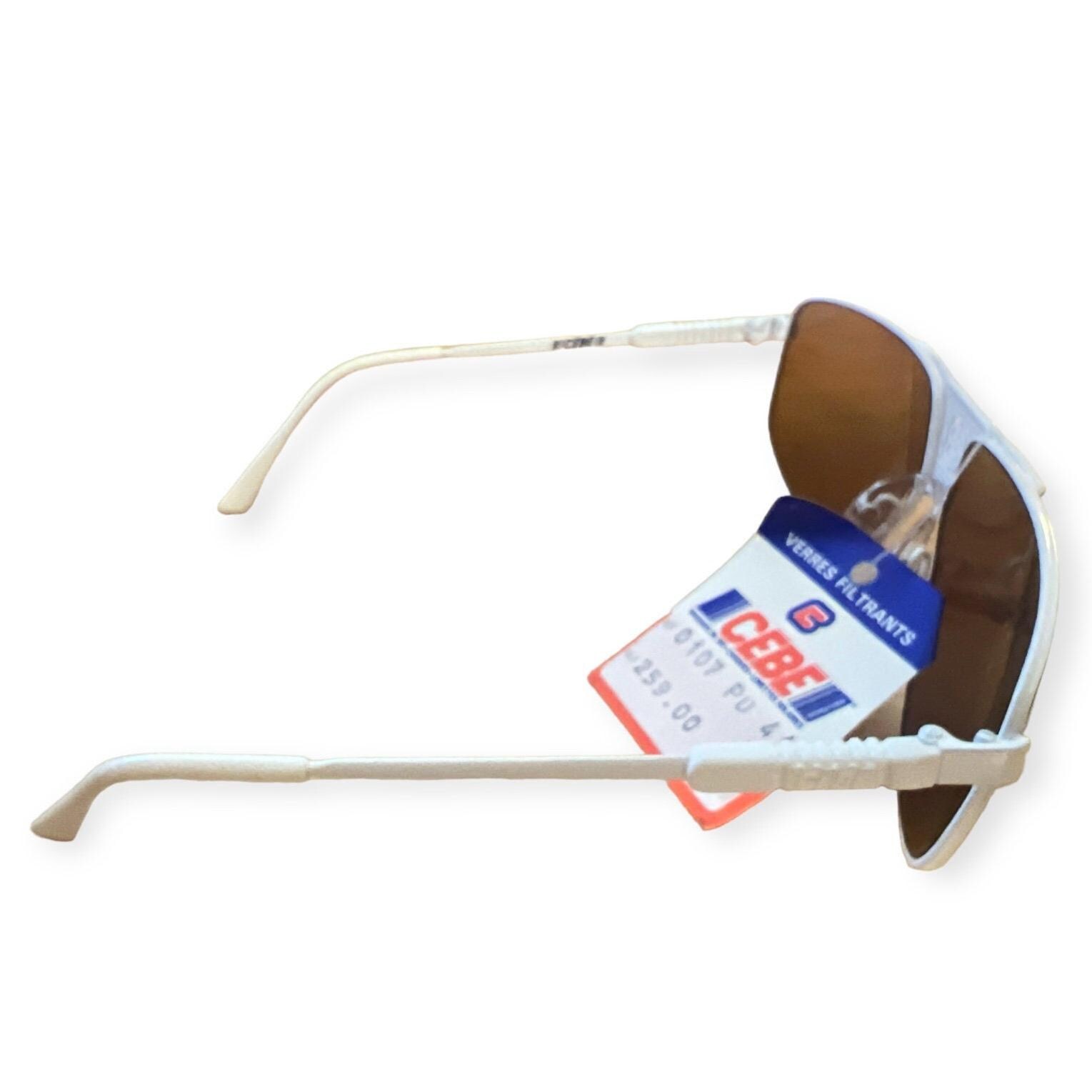 Vintage CEBE White Sunglasses, Aviator Style, Deadstock, Made in France, Unisex NOS 80s vintage CEBE aviator polarized sunglasses OG DS main image 4