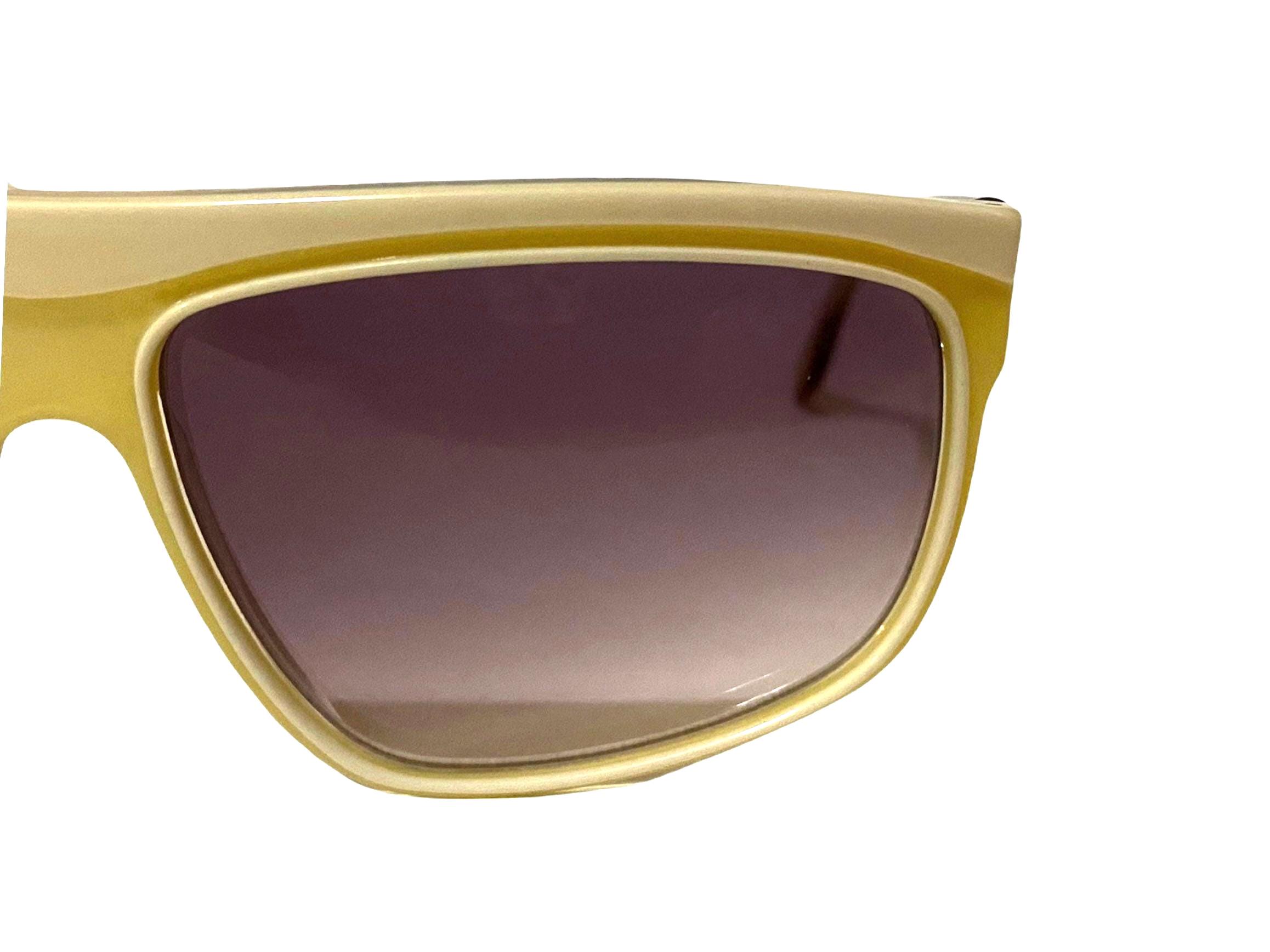 1980’s Yellow & White Angular Oversized Sunglasses, Deadstock 1980 main image 2