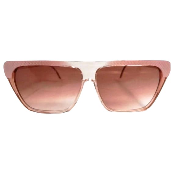1980’s Pink Angular Sunglasses, Oversized Pink Su… - image 1