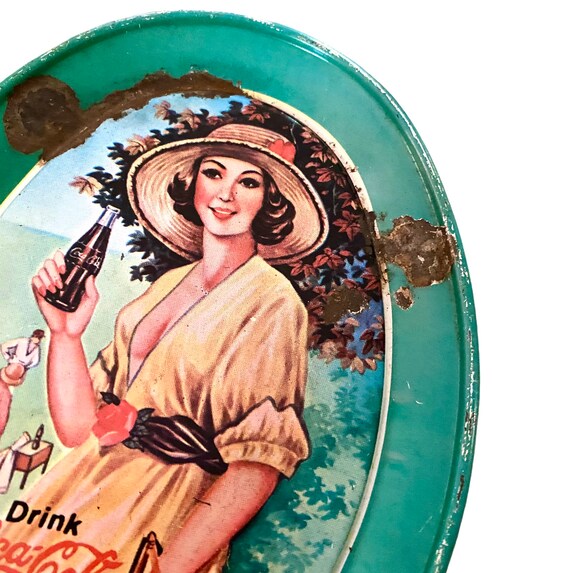 Vintage Coca Cola Tin Plate, Vintage Coca Cola Advertisement Tin