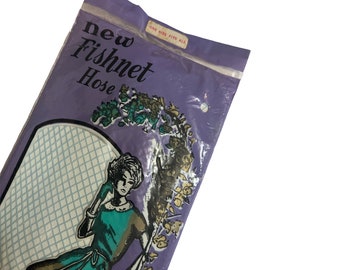 1960’s Mod Fishnet Stockings, Baby Blue, One Size Fits Most, Deadstock/Unopened, Vintage Stockings