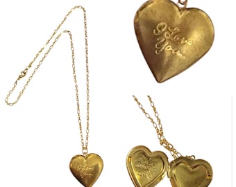 Collar con colgante de medallón en forma de corazón extragrande con la inscripción "Te amo", medallón funcional de latón, 53 cm (21 pulgadas)