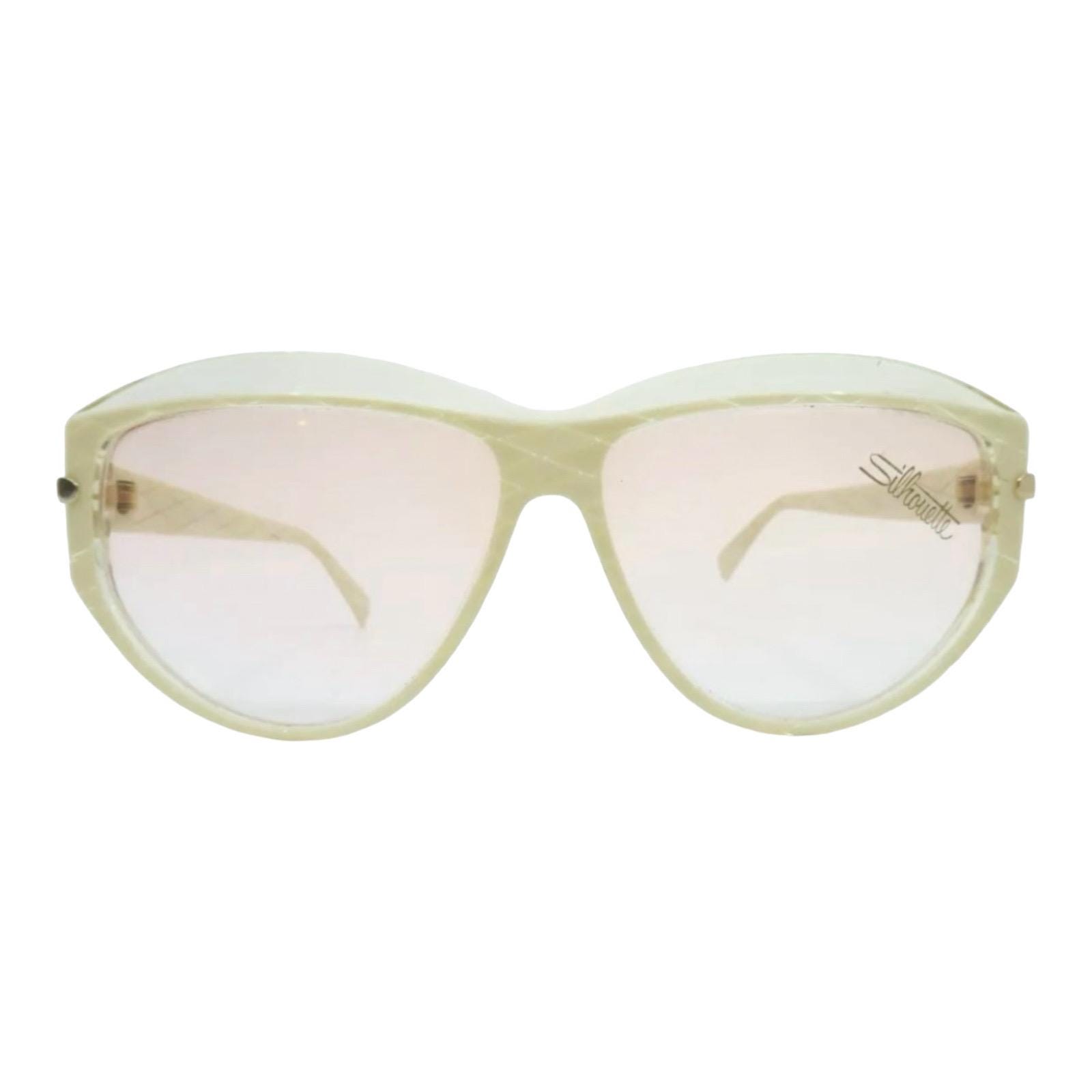 Vintage 1980s Silhouette Angular Sunglasses, Cream Colored  display picture 1