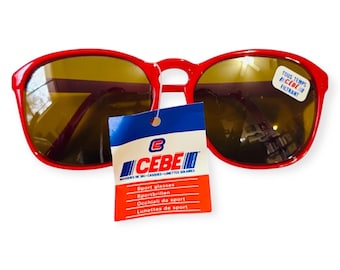 1980’s CEBE Red Sunglasses with Mirrored Lenses, Deadstock, Made in France NWT 1980 main image 3