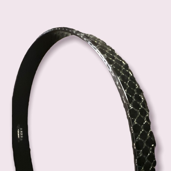 Vintage Black headband with Gold Criss Cross Desi… - image 3