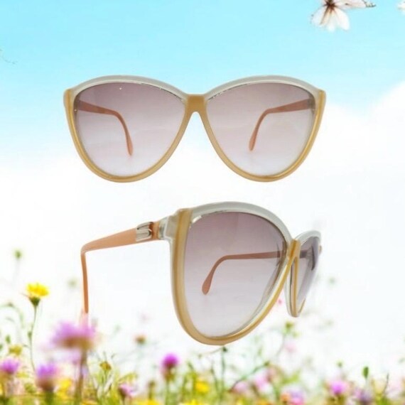 Vintage 1980s Silhouette Austria Sunglasses in a  Yellow & White Colorblock Vintage 1980s Silhouette Austria Sunglasses in a Yellow and  main image 2