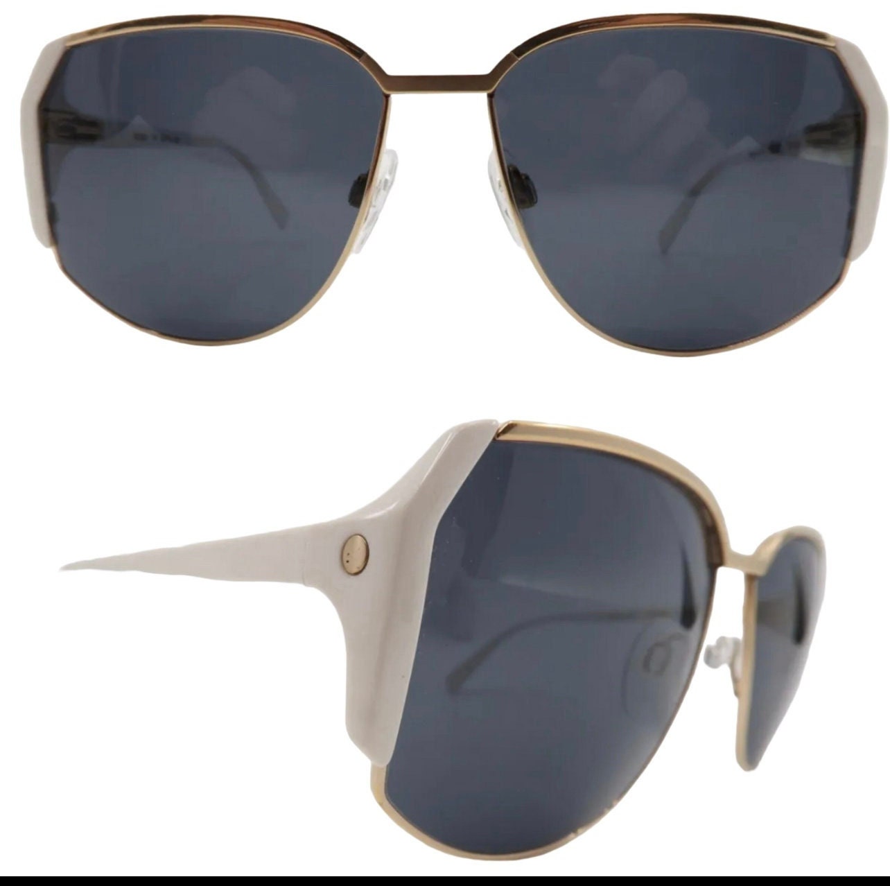 1970’s Silhouette Sunglasses , White & Gold, Mod. 6061, Made in Austria, Unisex Silhouette Mod 608 Col 534 Vintage 70s Sunglasses – Ed  main image 3
