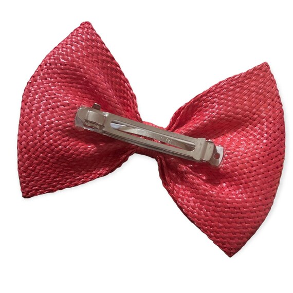 Vintage XL French Hair Bow in Red Raffia or Straw  display picture 3