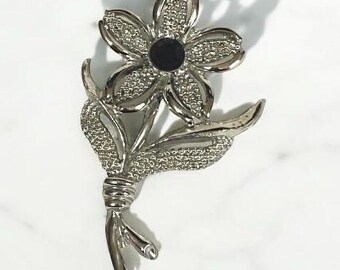 1950’s Silver Flower Brooch by Sarah Coventry, MCM Signed Flower Brooch, Vintage Gift for Her