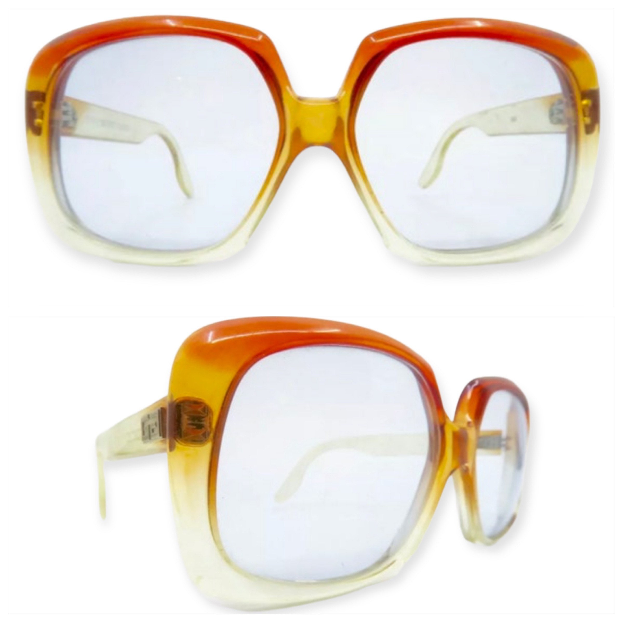 Hexagon Sunglasses; Oversized Sunglasses Orange Black Brown White 70s Style