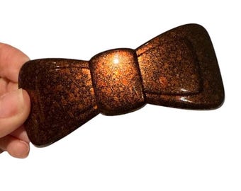 Horquilla francesa de los años 70 con lazo, color marrón brillante/cobre, fabricada en Francia, 8,9 cm (3,5 pulgadas)