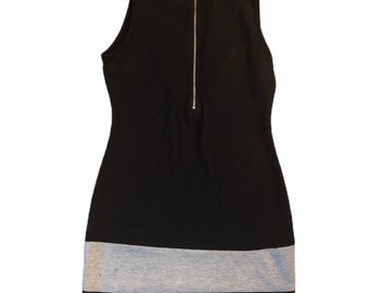 Vintage 1990’s Sleevelsss Zip Front Dress, S, Mod Mini Dress Size Small