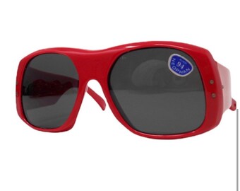 Vintage Red Thick Framed MOD Sunglasses,‎ Oversized, Made in France, Deadstock 1960 main image 2