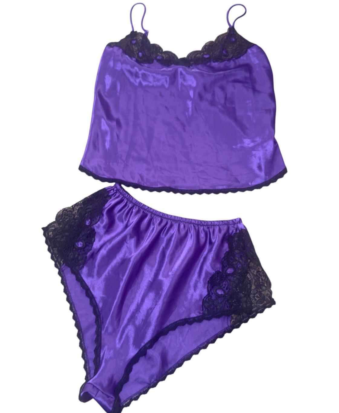 Christian Dior Camisole & Tap Pants Lingerie Set in Purple With