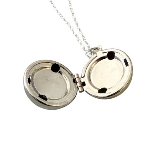 Vintage Silver Orb Functional Locket Pendant Neck… - image 3