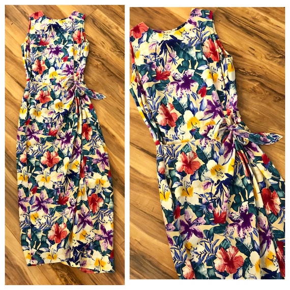 Tropical Silk Dress, Vintage Maggy London Tropical