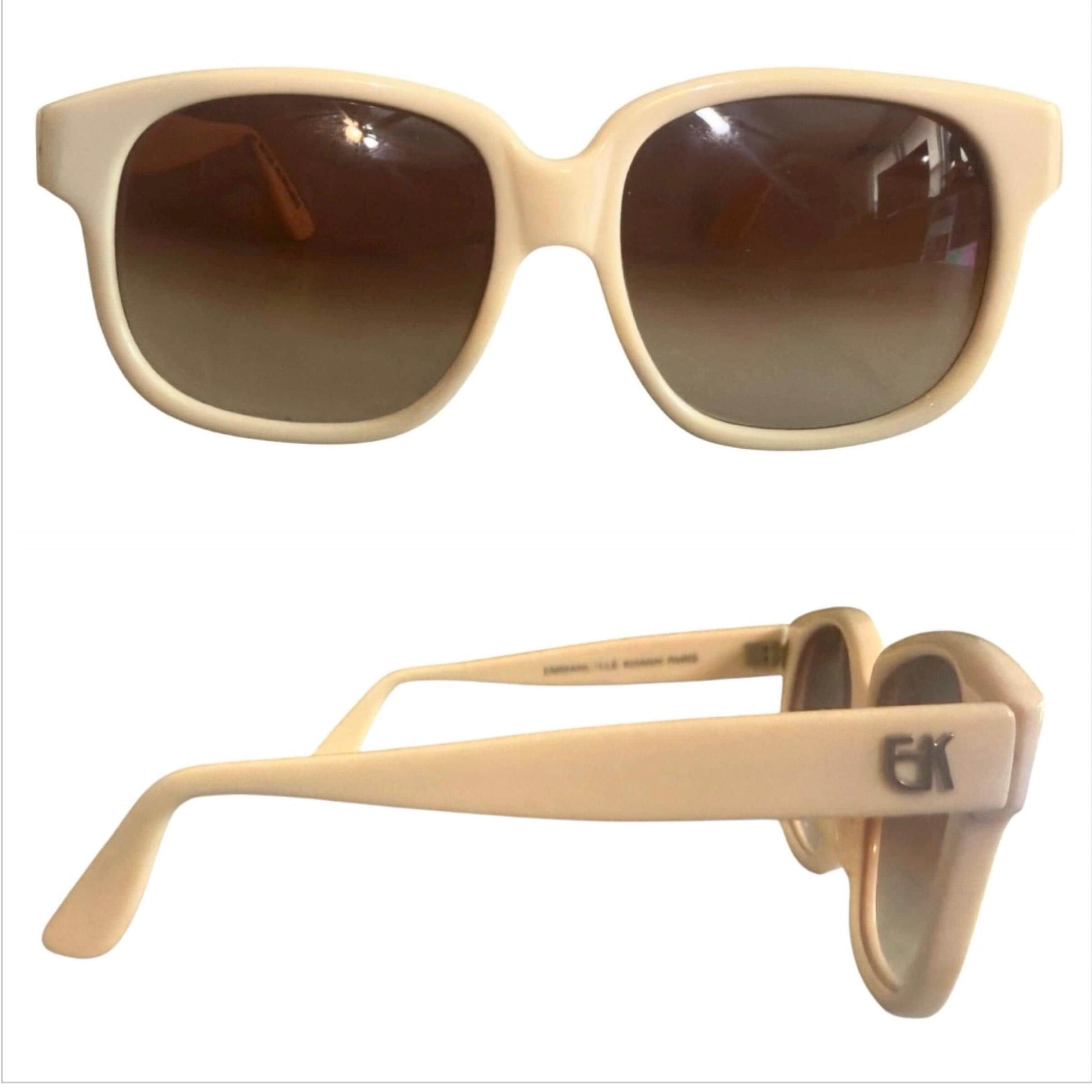 Emmanuelle Khanh Paris Cream Colored Thick Framed Sunglasses  display picture 1