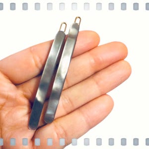 1970’s French Slim Bar Barrettes in Pearlescant Silver with a Purple Undertone , Deadstock/Unworn 2.5”