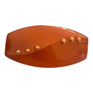 1970’s Glam French Barrette in Pearlescent Brown with Gold Beads, 3.5”, Unworn, XL Statement Paresian Barrette, Unique Vintage Hair pGift
