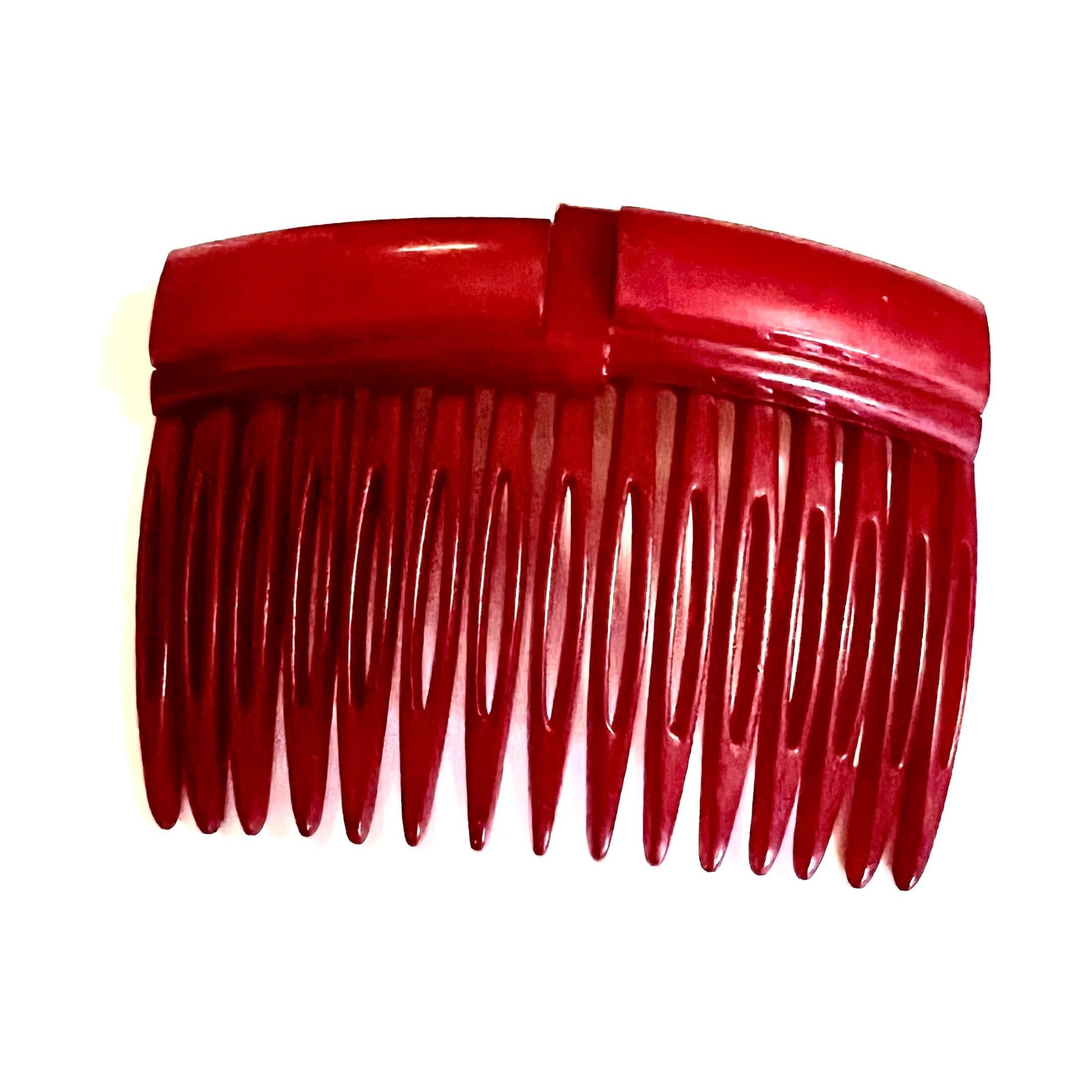 Carita Paris Vintage Bold Red Statement Hair Comb, Deadstock 
