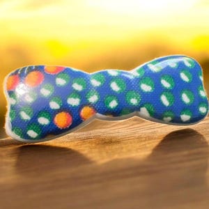 1980’s Vintage Mod Style French Bow Barrette, Blue Flower Power Hair Clip