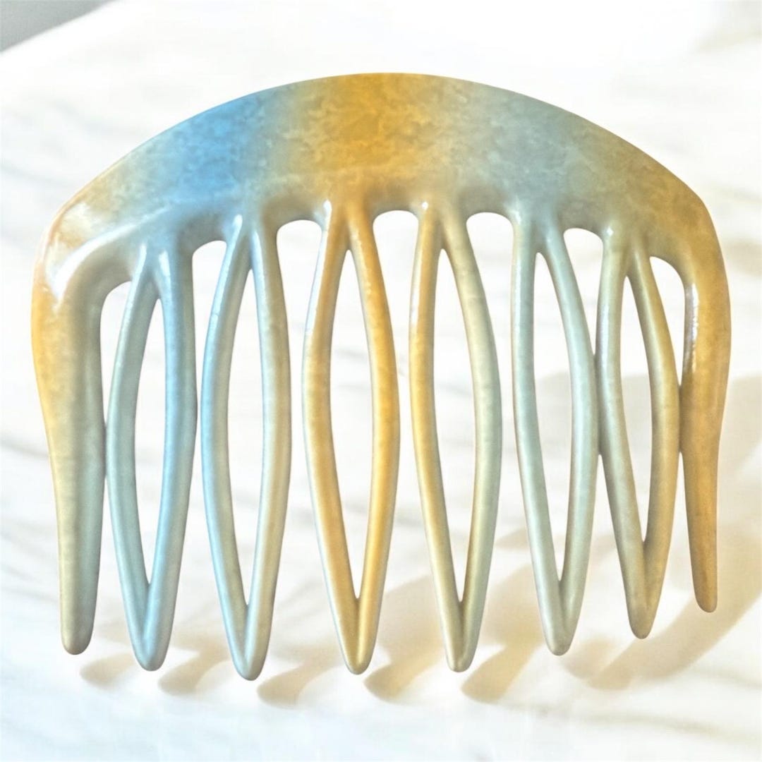 Gorgeous 1970’s French Hair Comb in Yellow Blue Ombré, Made in Paris ...