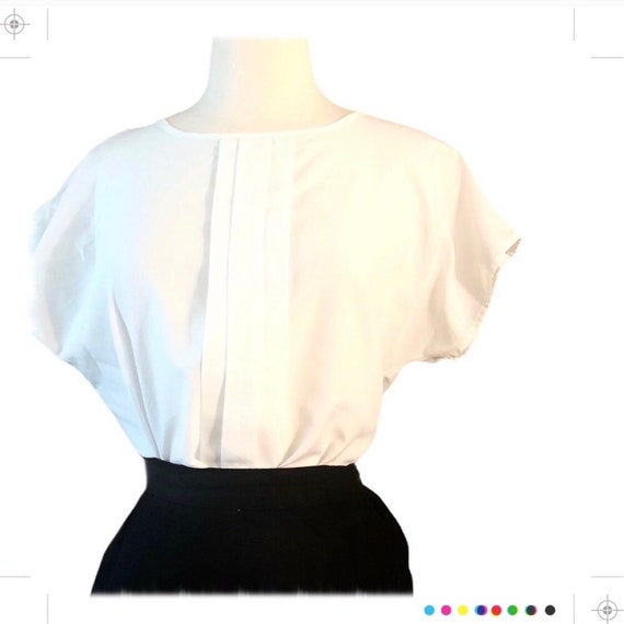 Vintage White Semi Sheer Summer Blouse, Short Sle… - image 1