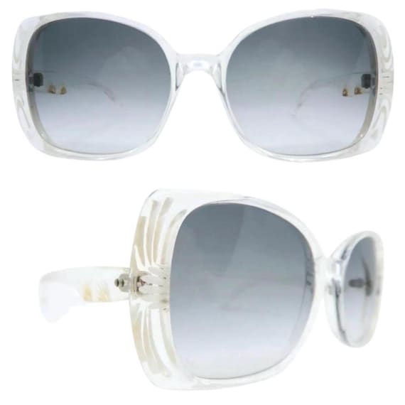 Vintage Clear Oversized French Sunglasses,‎ Model Plaza 9/001, Hand Carved Clear Mod/GoGo Vintage Sunglasses for sale | eBay main image 2