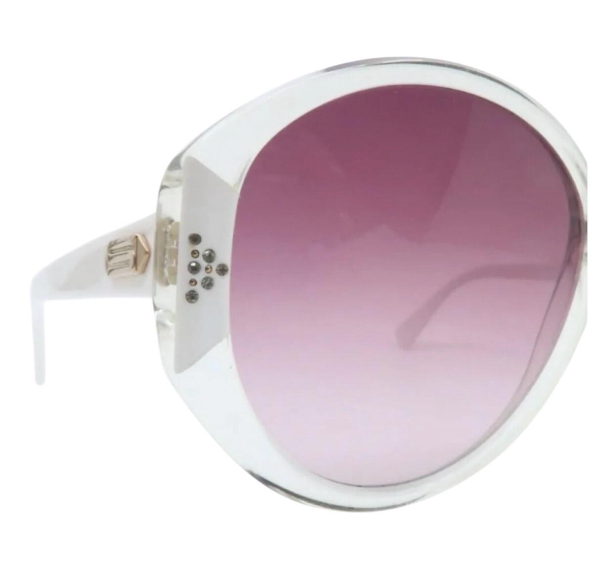 1970’s Clear & White Oversized Silhouette Sunglasses, Mod 1116, Made in Austria Mod/GoGo Women Original Vintage Sunglasses for sale | eBay main image 4