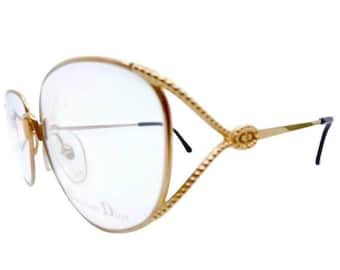 Montura de gafas Christian Dior de metal dorado de los años 90, modelo 2712, fabricada en Austria, diseño unisex vintage.