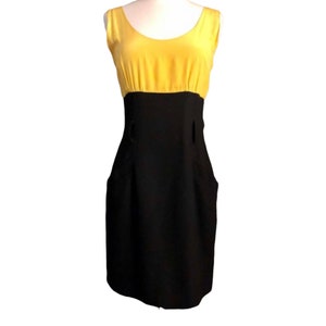 Vintage Mod Colorblock Dress, Yellow & Black, Size 6/Small
