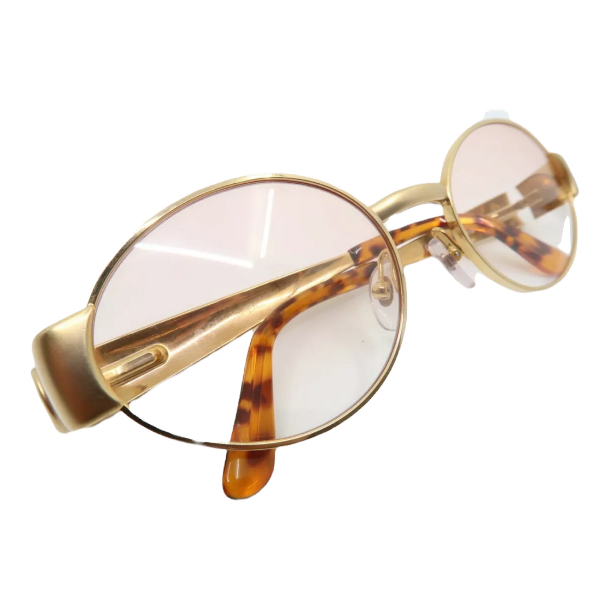Christian Dior Vintage Gold Thick Frames Oval Sunglasses