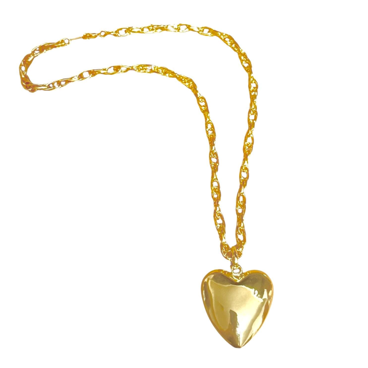 Collana a catena spessa con ciondolo a forma di cuore in oro