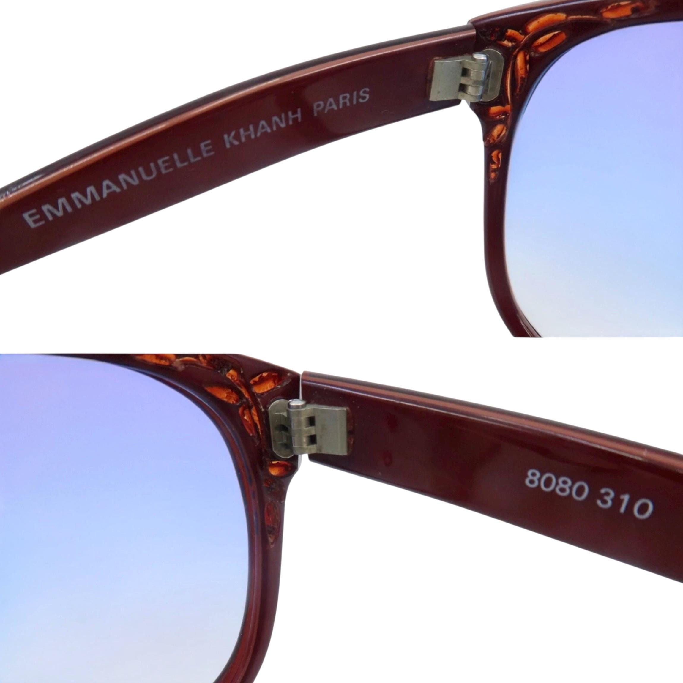 1980’s Iconic Emmanuelle Khanh Paris Sunglasses‎ with Inlaid Detail, Model 8080 Vintage Sunglasses Emmanuelle Khanh 8080 40 Square Oversize  main image 3