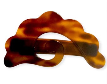 VTG Designer AUGUSTE BONAZ Hand Carved Tortoiseshell French Hair Clip, XL 1970 main image 4