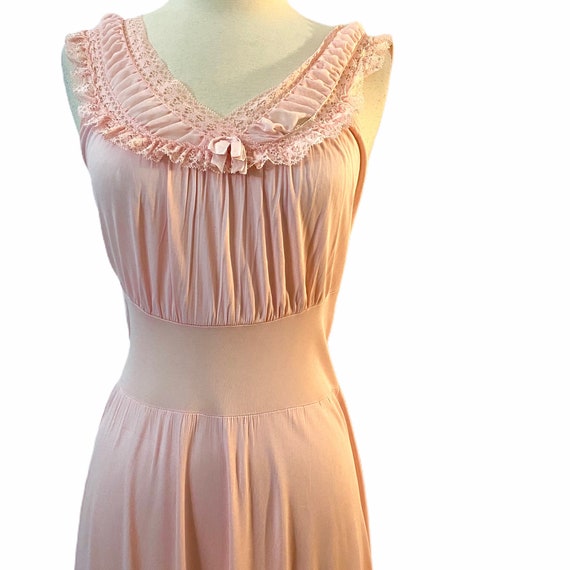 Vintage 1960’s Long Pink Nighhtgown, Slip, Small - image 3