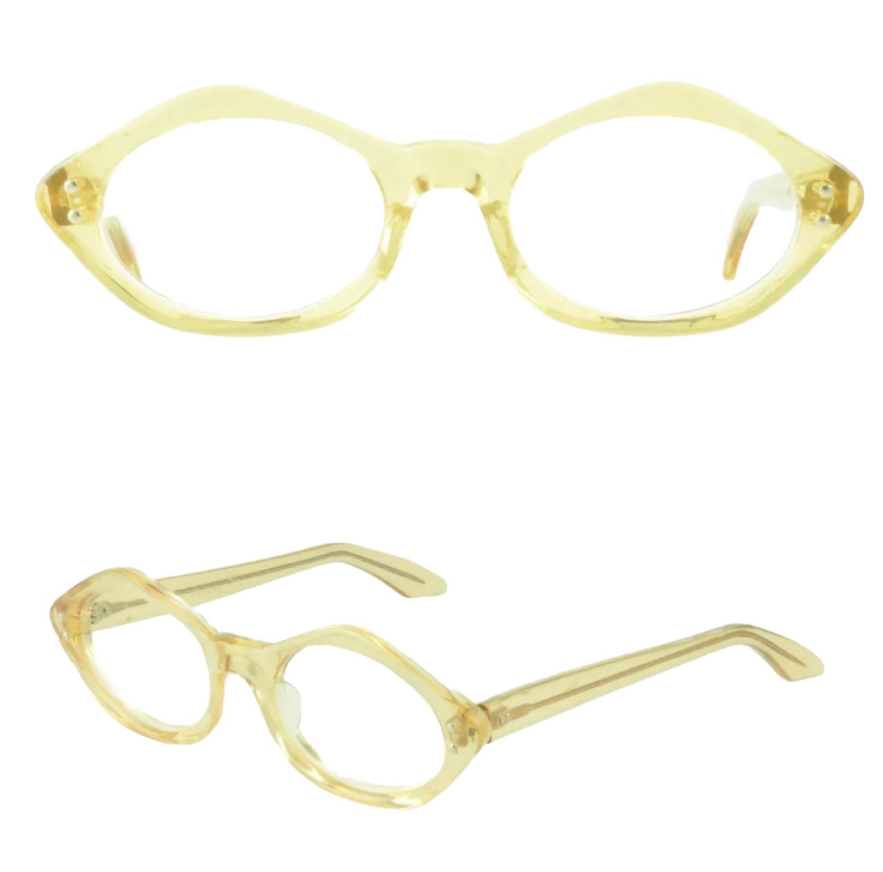 Vintage Swan USA Women Eyeglasses Frame Eyewear Virginia Brown/Clear Glasses Swan Optical Drop Temple Sunglasses – Old Focals main image 4