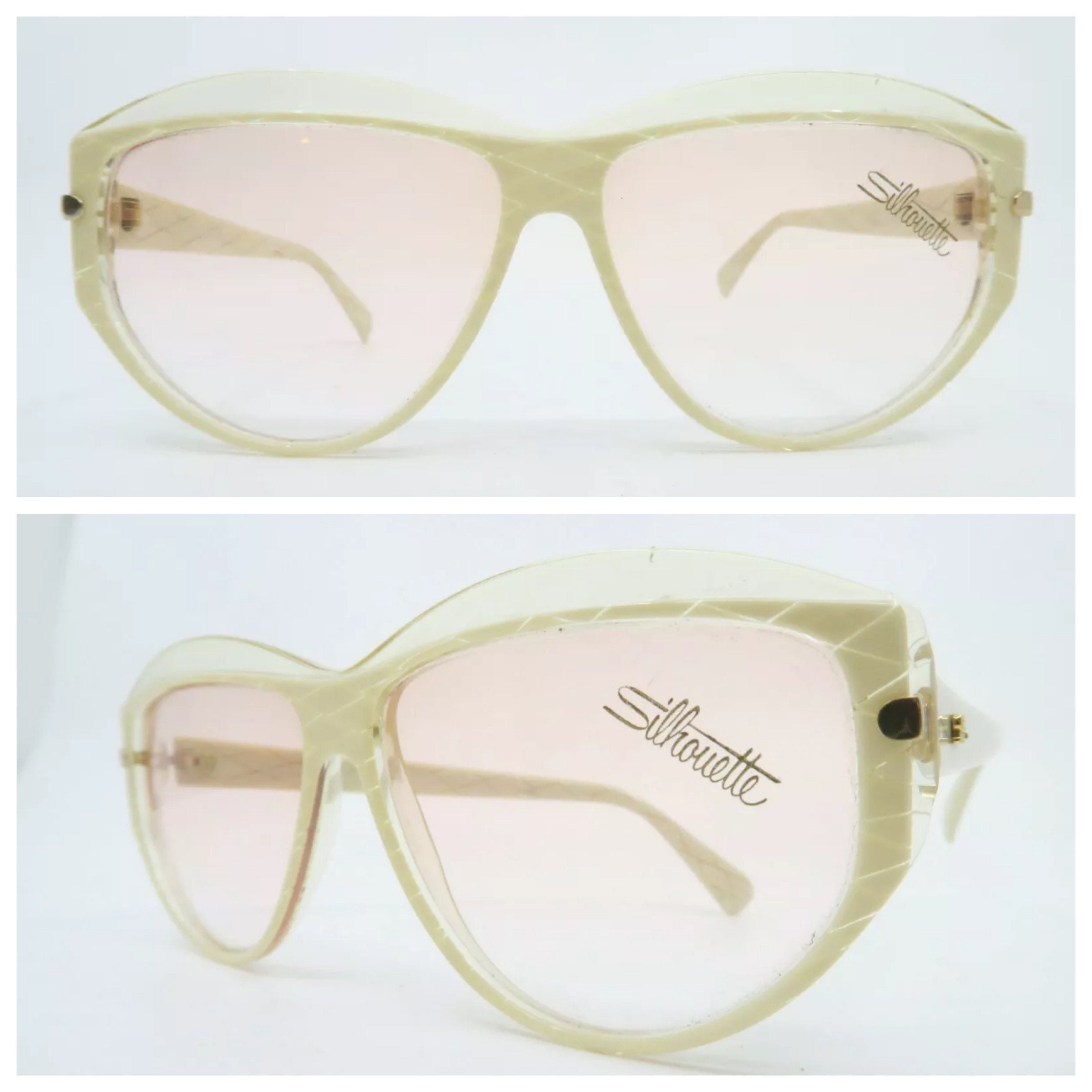 Vintage 1980s Silhouette Angular Sunglasses, Cream Colored  display picture 1