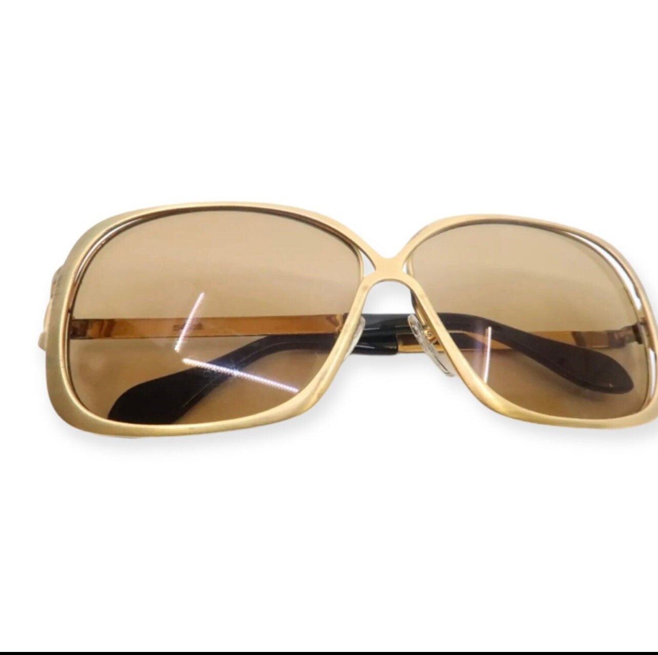 1970’s Silhouette Austria Gold Metal Frame Sunglasses, Made in Austria, Unisex Vintage Frame Austria Silhouette Aviator Glasses Tan SPX  main image 3