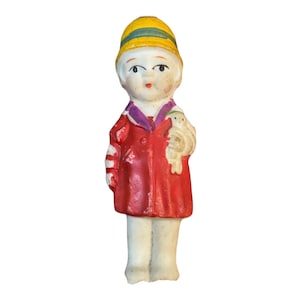 Antique 1930’s Porcelain Bisque Girl Doll Figurine,  Made in Japan, Large,  4.5” Tall