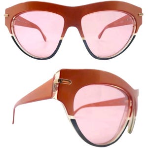1980’s Silhouette Austria Colorblock Sunglasses, Large Angular Red & Black Color Block Sunglasses, Mod 3062, Made in Austria