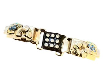 Vintage 1950’s Unique Sweater Clip, Black, Sweater Guard with Rhinestones